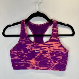 NIKE PRO DRI-FIT RACERBACK SPORTS BRA PURPLE MARBLE MEDIUM